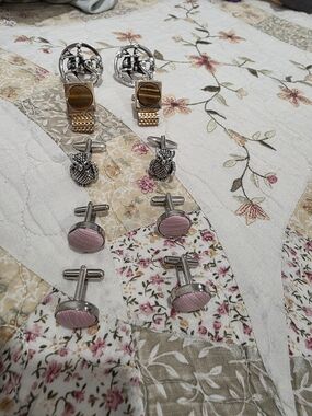 Mixed Men’s Cufflink Set - Pink, Tiger Eye Brown, Silver Owl